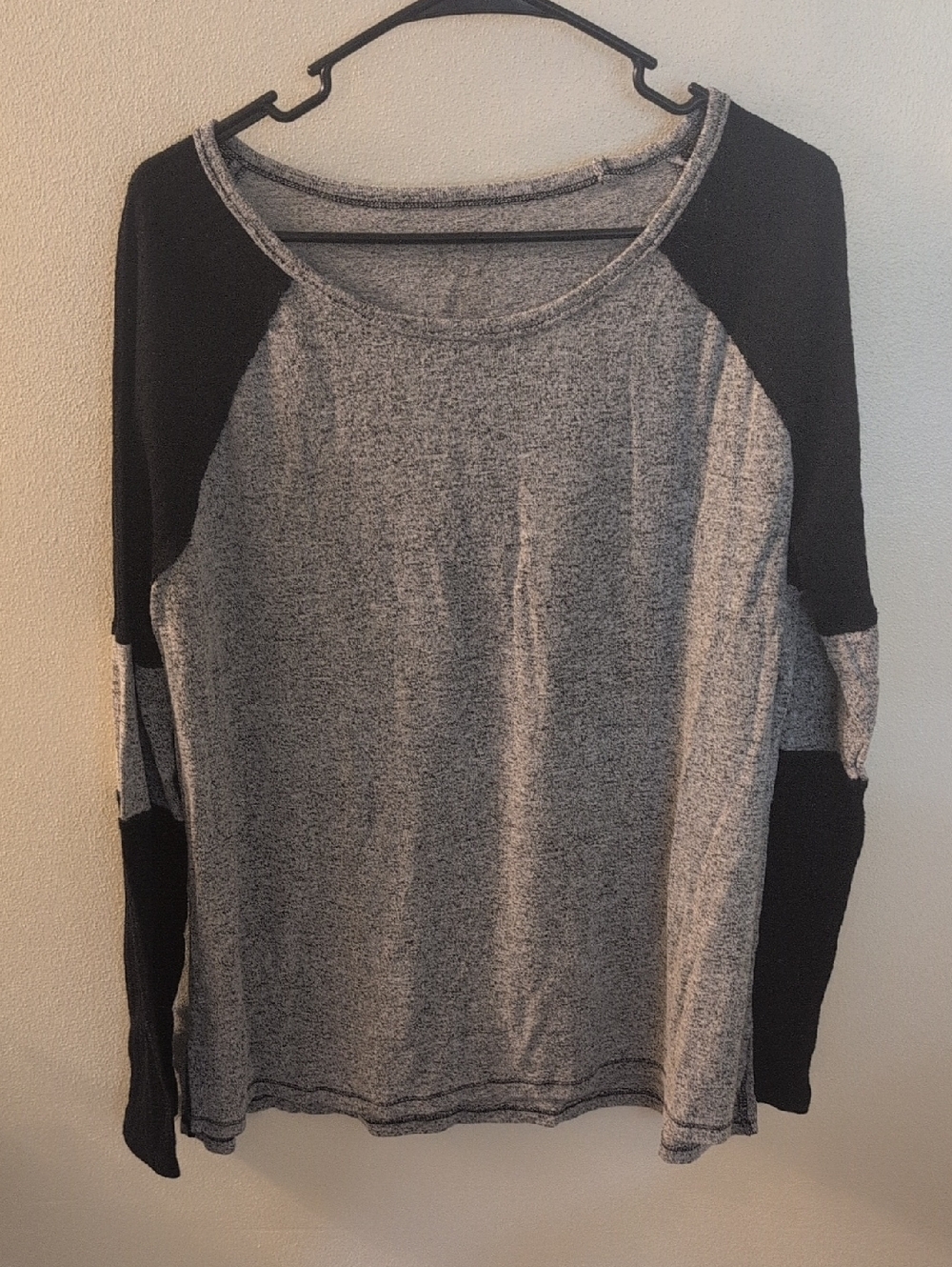Gray and Black Raglan Long Sleeve Top